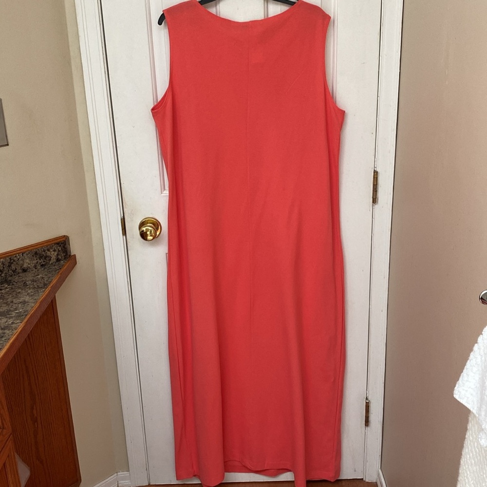 Coldwater Creek Coral-Red Sleeveless Maxi Dress - Picture 3 of 3